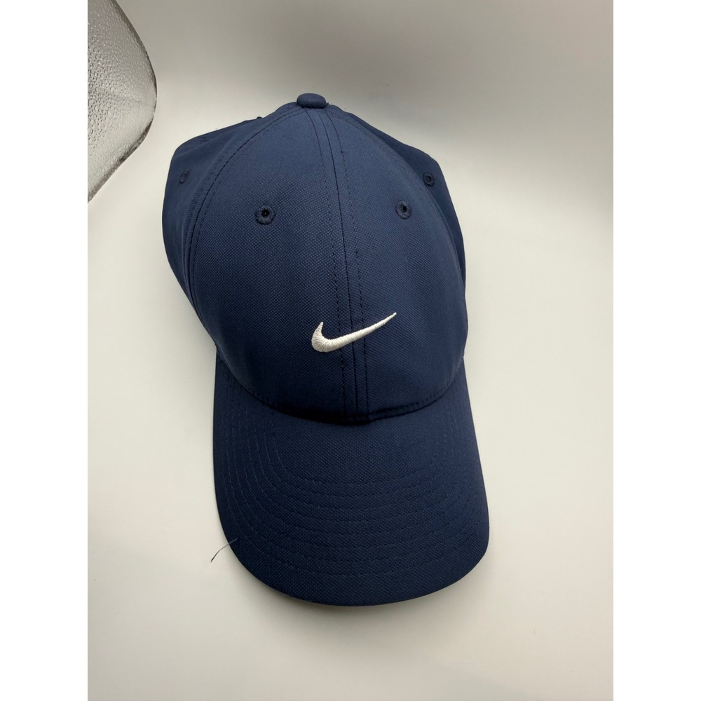 Nike Dri-FIT Club Cap‎ Mens L/XL Navy Blue Snapback Hat Embroidered Swoosh Logo